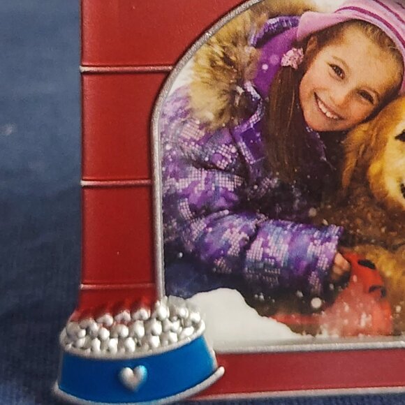 Mini Red Silver Blue Enamel Family Bone w/Heart Dog Bowl Hydrant Picture Frame - Picture 3 of 16